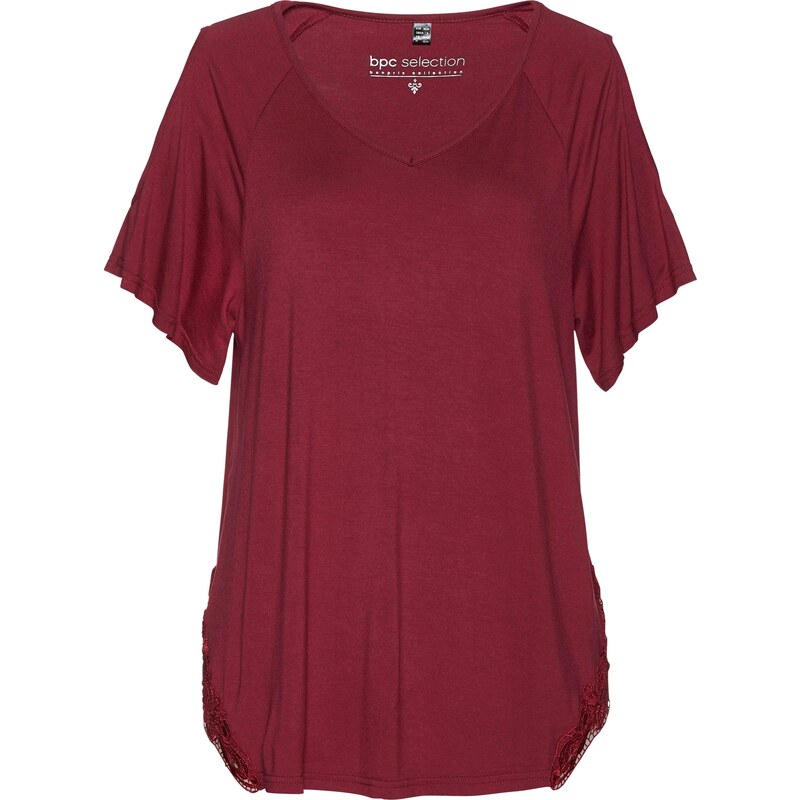 bpc selection Bonprix - T-shirt avec découpes rouge manches mi-longues pour femme