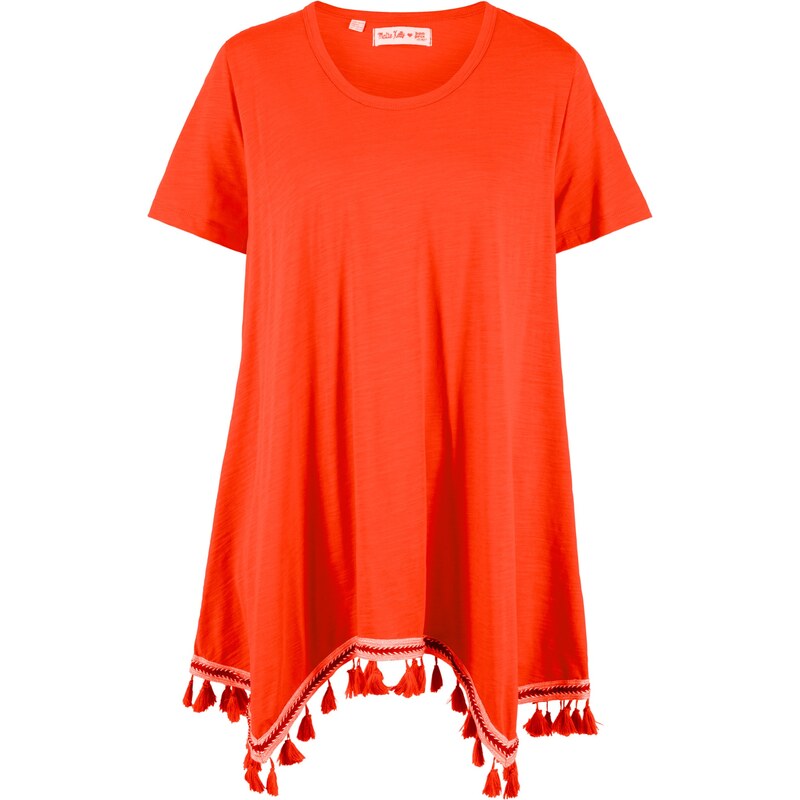 bpc bonprix collection Bonprix - T-shirt coton à pans - designed by Maite Kelly rouge manches mi-longues pour femme