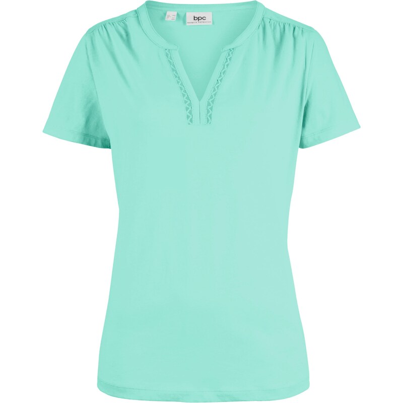 bpc bonprix collection Bonprix - T-shirt à décolleté décoratif vert manches courtes pour femme
