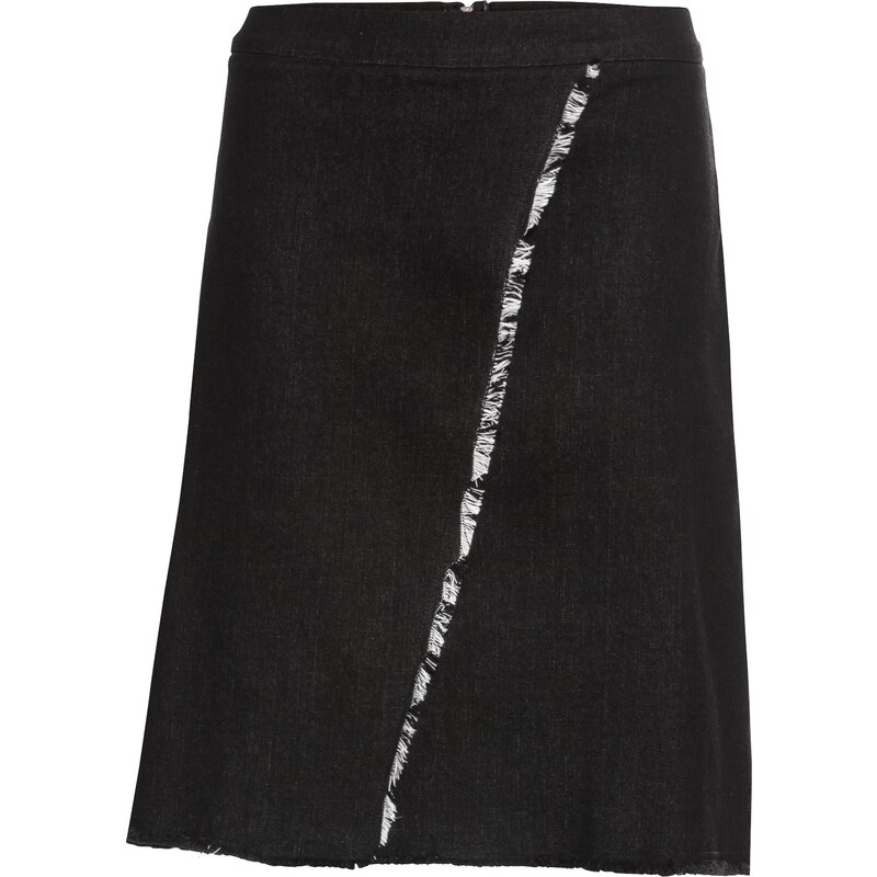 RAINBOW Bonprix - Jupe en jean noir pour femme