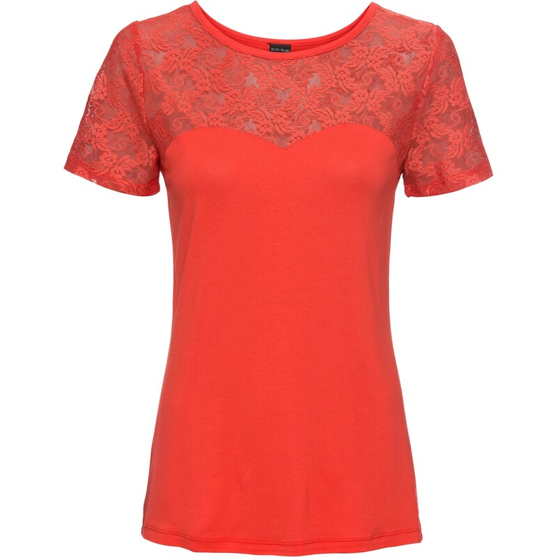 BODYFLIRT Bonprix - T-shirt rouge manches courtes pour femme