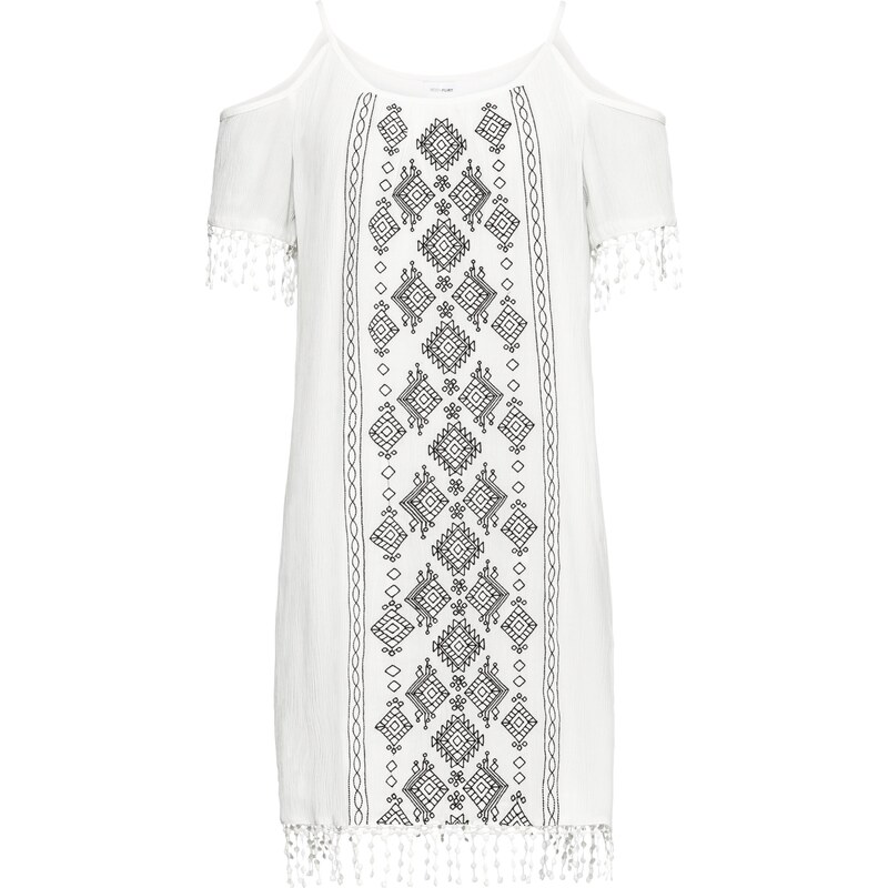 BODYFLIRT Bonprix - robe d'été Robe estivale à découpes et broderie blanc manches courtes pour femme