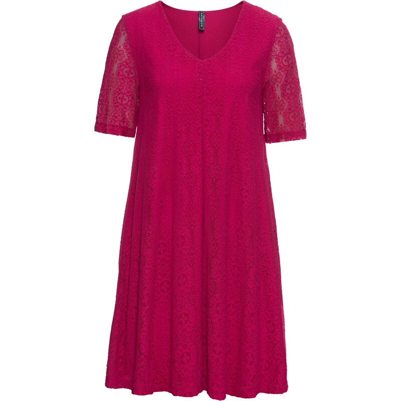 RAINBOW Bonprix - robe d'été Robe en dentelle fuchsia manches courtes pour femme