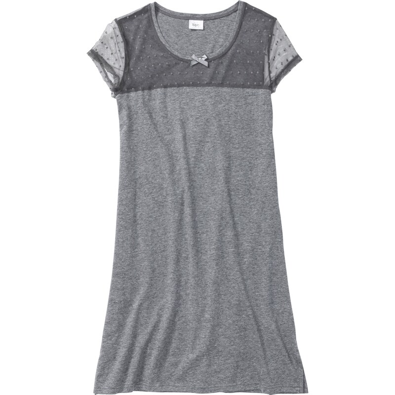 Bonprix - Chemise de nuit gris manches courtes pour femme