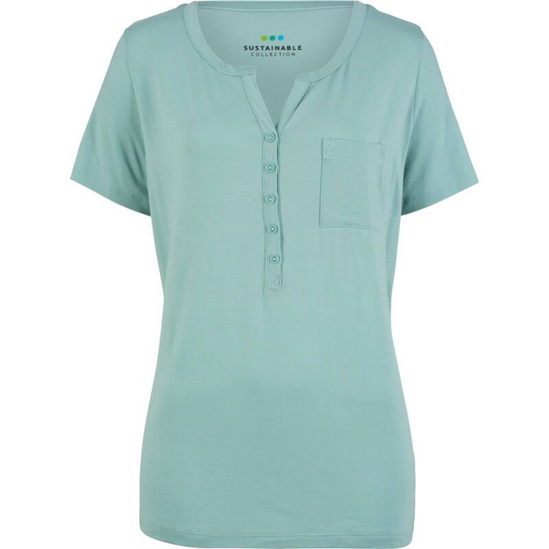 bpc bonprix collection Bonprix - T-shirt blouse éco-responsable en lyocell vert manches courtes pour femme
