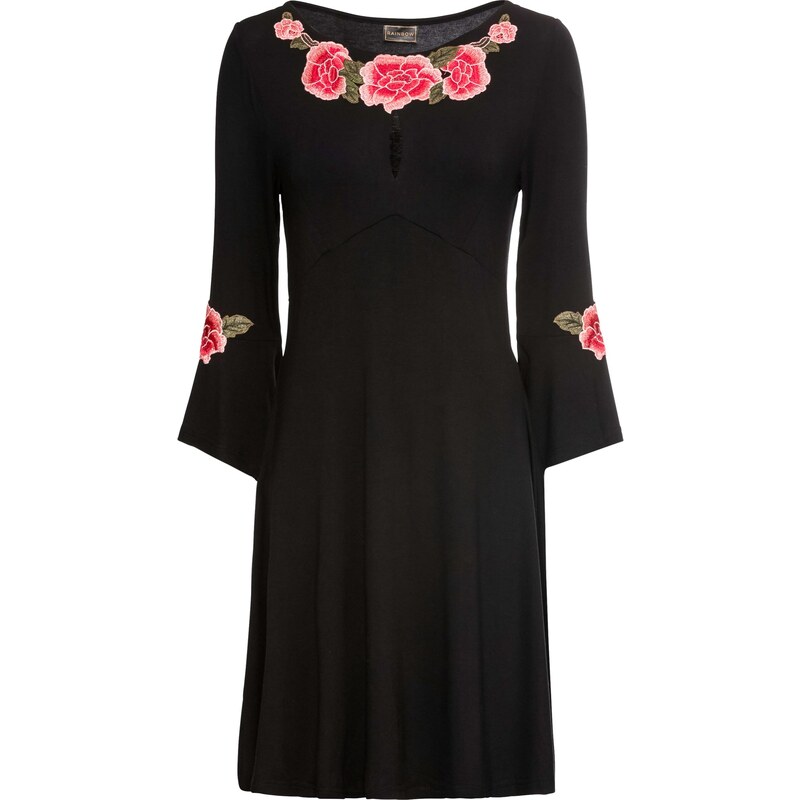 RAINBOW Bonprix - robe d'été Robe noir manches 7/8 pour femme