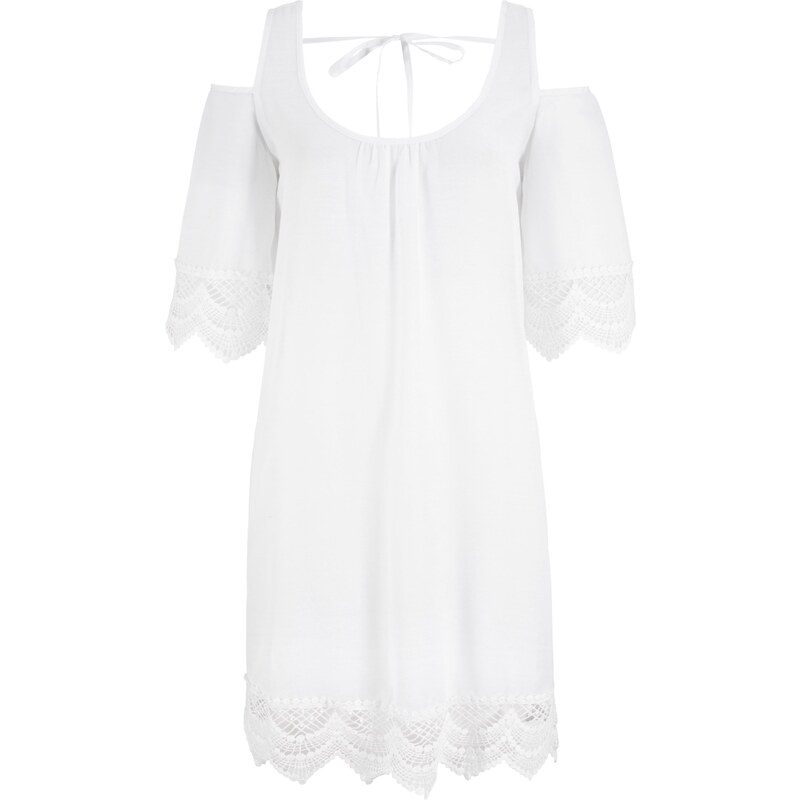 bpc selection Bonprix - robe d'été Tunique de plage blanc manches mi-longues pour femme