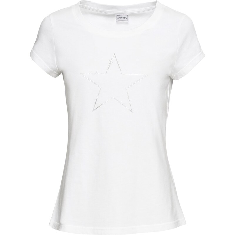RAINBOW Bonprix - T-shirt blanc manches courtes pour femme
