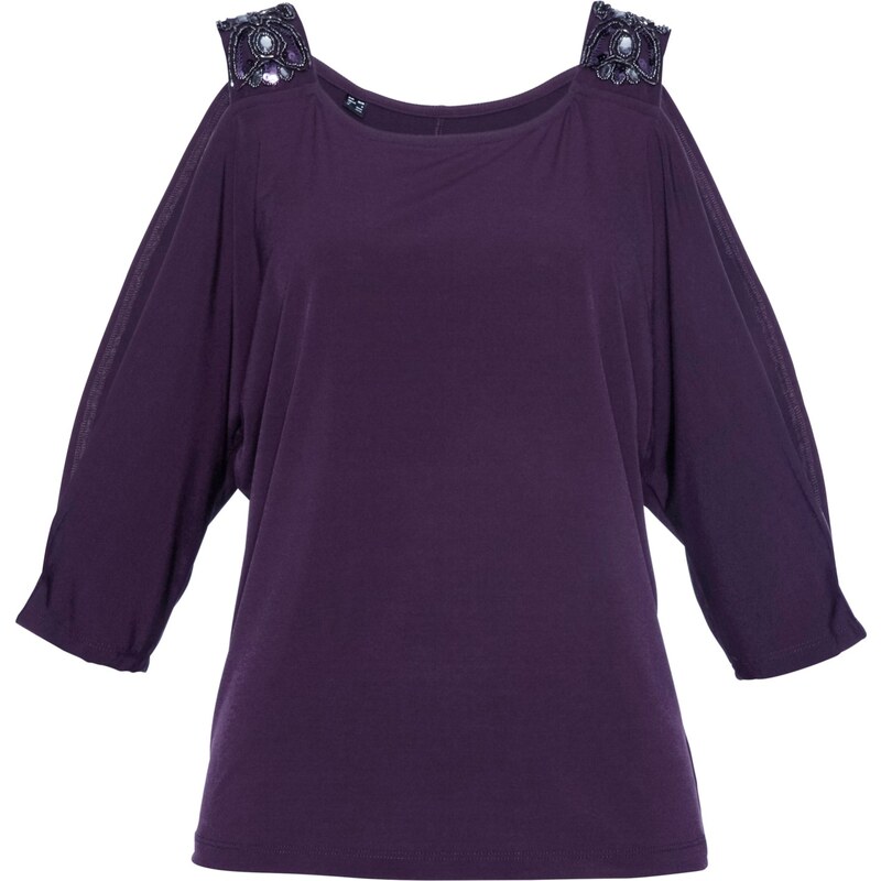 bpc selection Bonprix - T-shirt avec découpes violet manches mi-longues pour femme