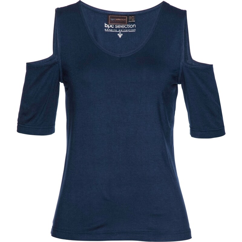 bpc selection Bonprix - T-shirt à découpes bleu manches mi-longues pour femme