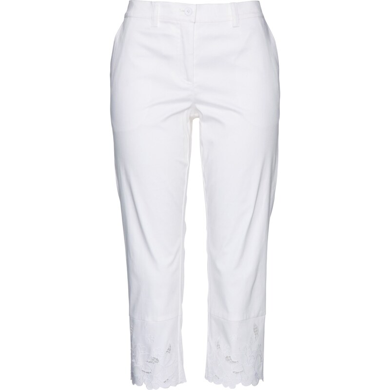 bpc selection premium Bonprix - Pantalon 3/4 à dentelle blanc pour femme