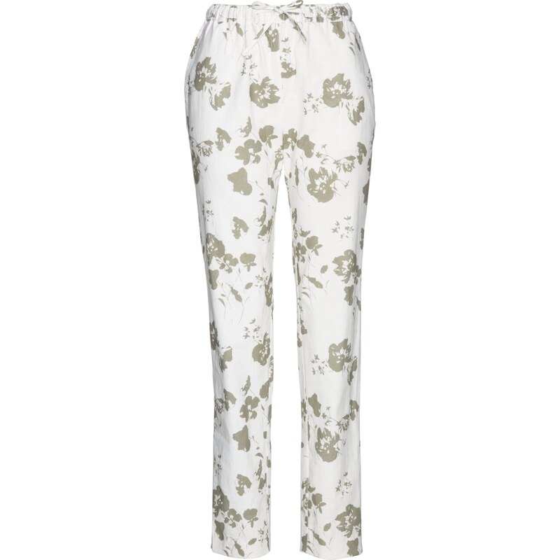 bpc selection Bonprix - Pantalon en lin imprimé blanc pour femme
