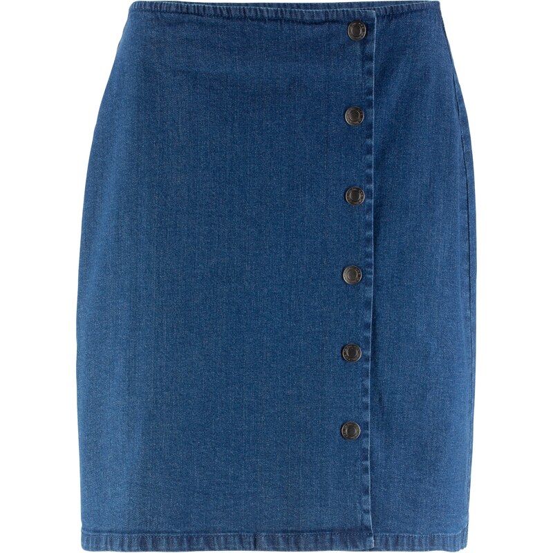 John Baner JEANSWEAR Bonprix - Jupe en jean à boutons style portefeuille bleu pour femme
