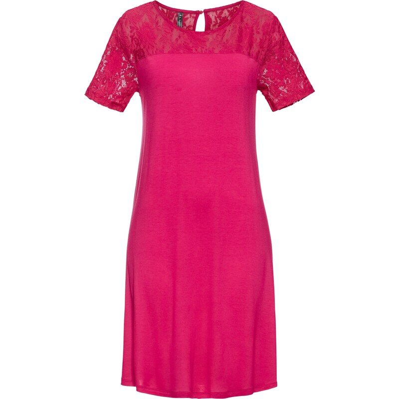 RAINBOW Bonprix - robe d'été Robe à empiècement dentelle fuchsia manches courtes pour femme