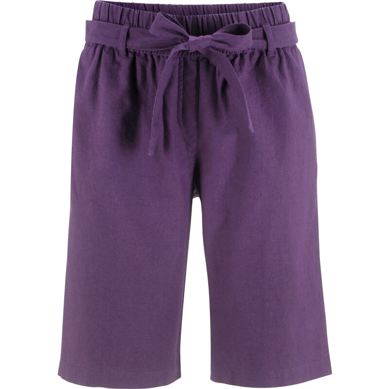 bpc bonprix collection Bonprix - Short en lin avec ceinture à nouer violet pour femme