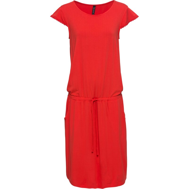 RAINBOW Bonprix - robe d'été Robe midi rouge manches courtes pour femme