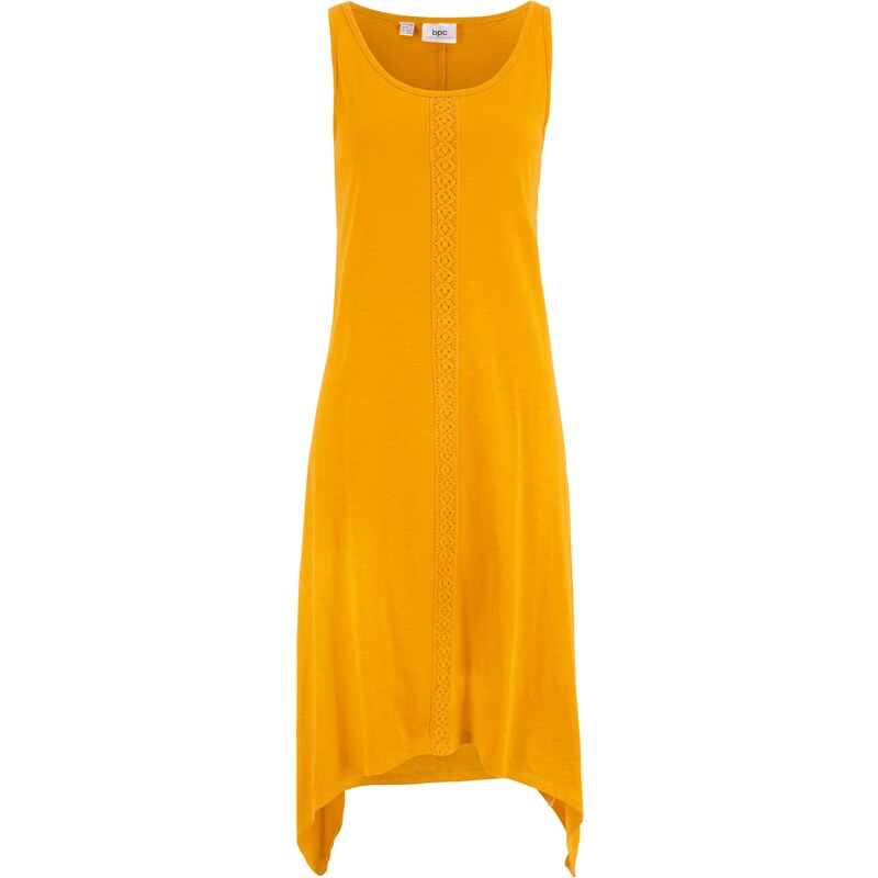 Bonprix - robe d'été Robe longue à pans avec galon au crochet en coton jaune sans manches pour femme
