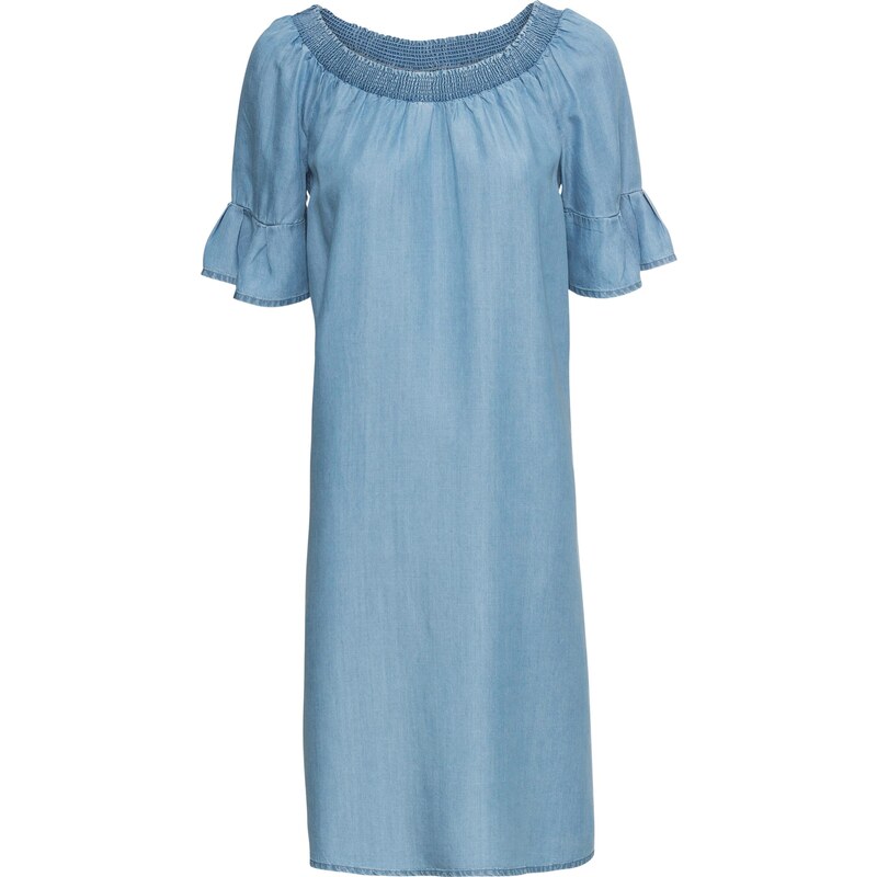 RAINBOW Bonprix - robe d'été Robe à volant bleu manches mi-longues pour femme