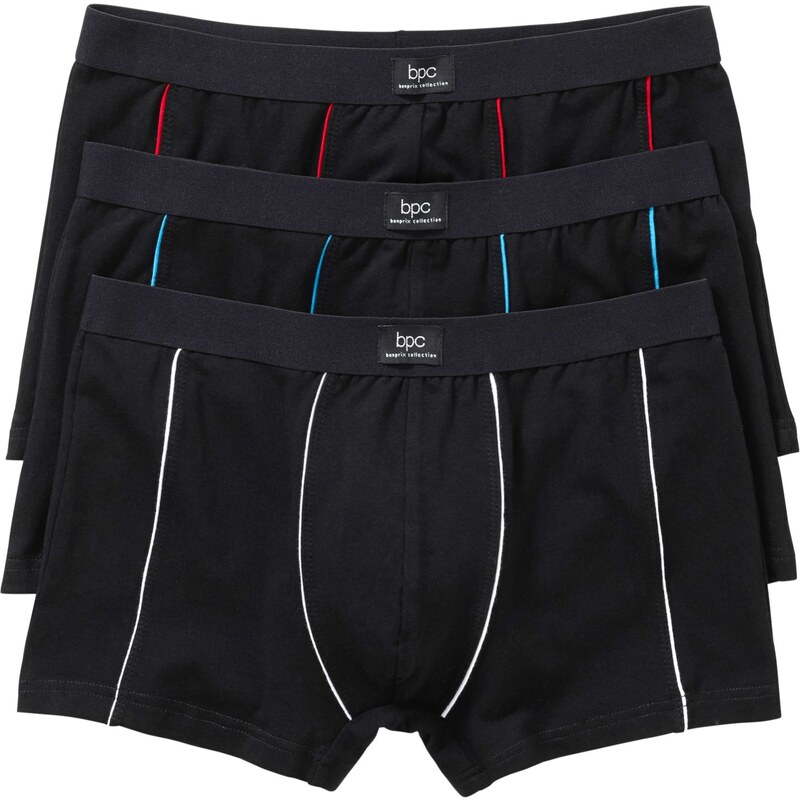 bpc bonprix collection Bonprix - Lot de 3 boxers coutures colorées noir pour homme