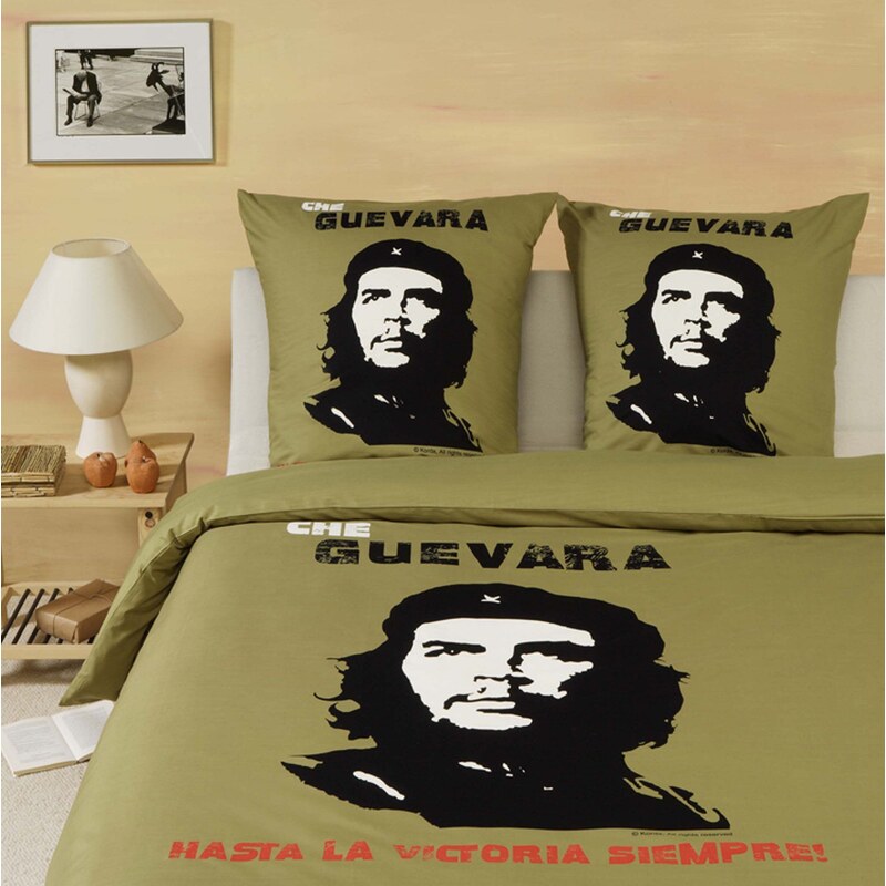 Che Guevara Parure housse de couette 100% coton - Che Vert 200x200 cm + 2 taies d'oreiller 65x65 cm