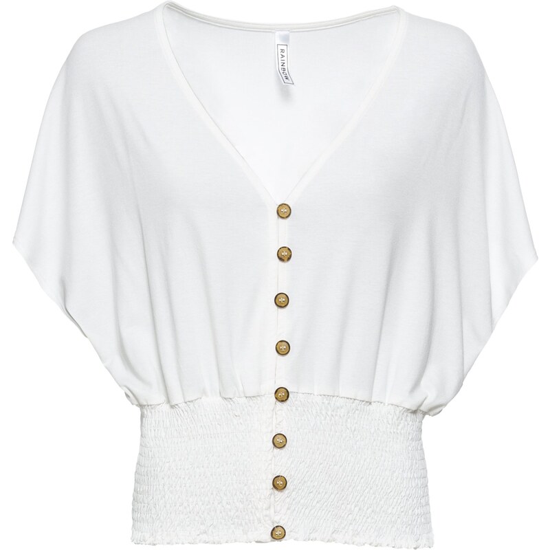 RAINBOW Bonprix - T-shirt blanc mancherons pour femme