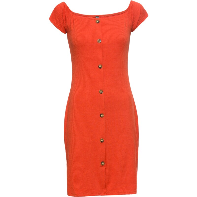 RAINBOW Bonprix - robe d'été Robe Carmen à boutons orange manches courtes pour femme