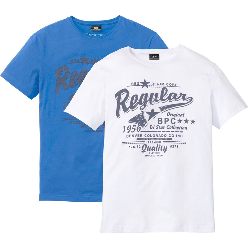 bpc bonprix collection Bonprix - Lot de 2 T-shirts à imprimé bleu manches courtes pour homme