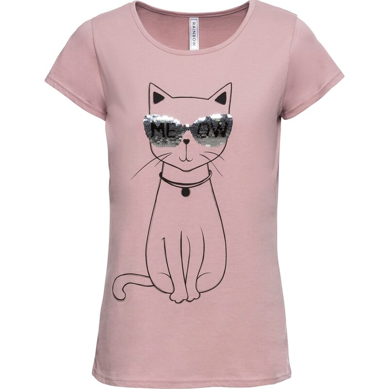 RAINBOW Bonprix - T-shirt à imprimé rose manches courtes pour femme