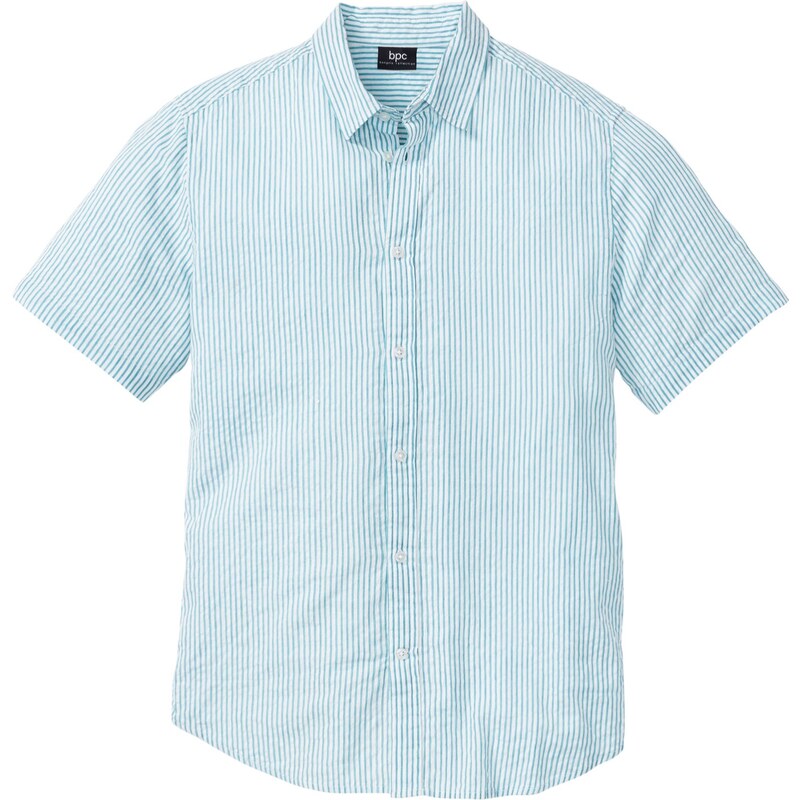 bpc bonprix collection Bonprix - Chemise manches courtes en seersucker à fines rayures bleu pour homme