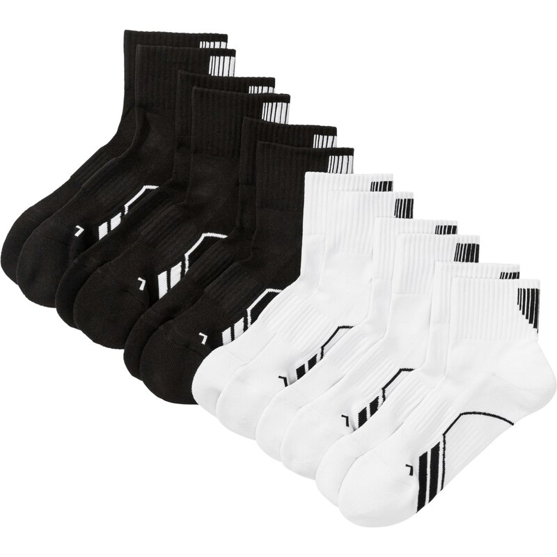 bpc bonprix collection Bonprix - Lot de 6 paires de chaussettes de sport, unisexe blanc pour femme