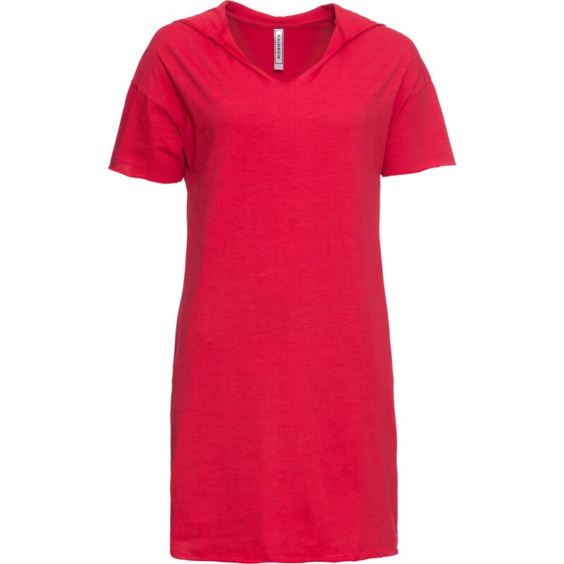 RAINBOW Bonprix - robe d'été Robe en jersey à capuche rouge manches courtes pour femme