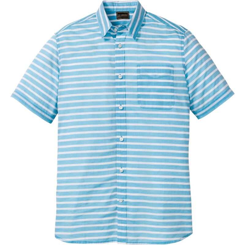bpc selection Bonprix - Chemise manches courtes à rayures bleu pour homme