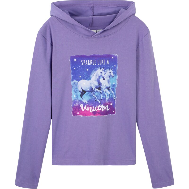 bpc bonprix collection Bonprix - T-shirt à capuche manche longue avec licorne violet pour enfant 92-182