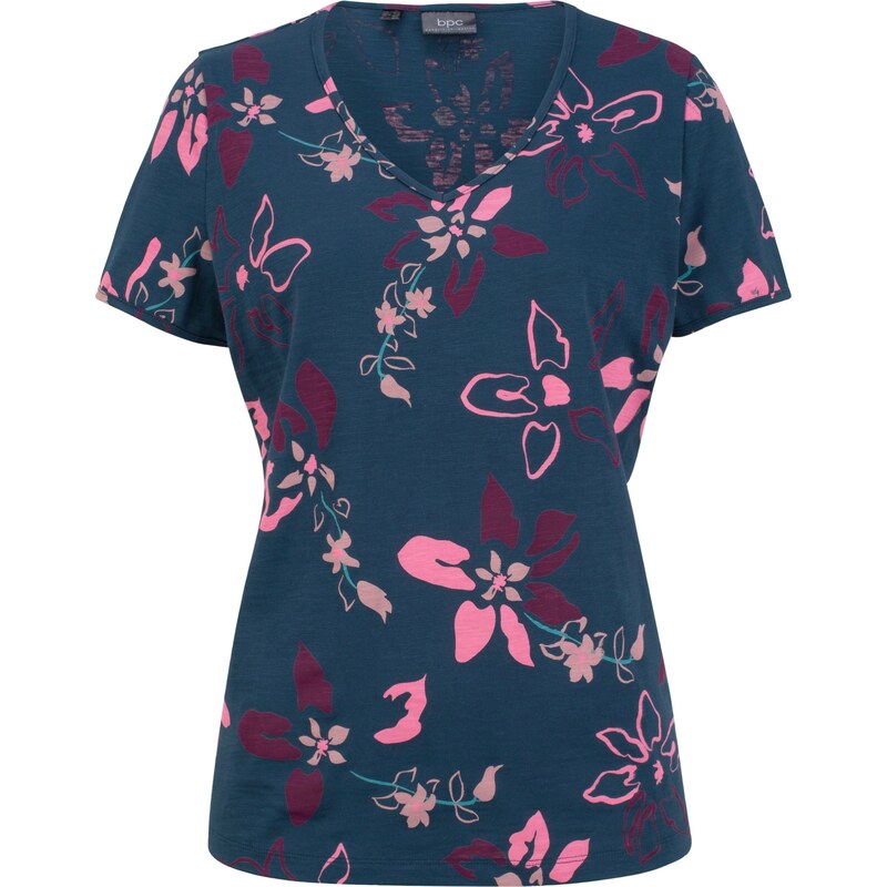 bpc bonprix collection Bonprix - T-shirt à imprimé floral bleu manches courtes pour femme