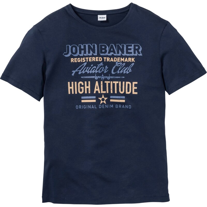 John Baner JEANSWEAR Bonprix - T-shirt bleu manches courtes pour homme