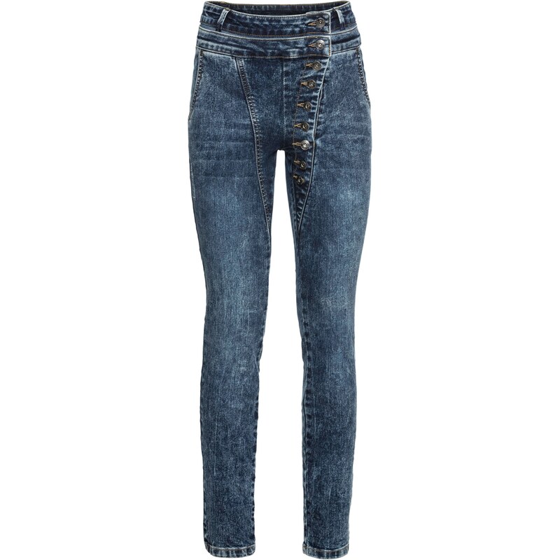 RAINBOW Bonprix - Jean skinny taille haute bleu pour femme