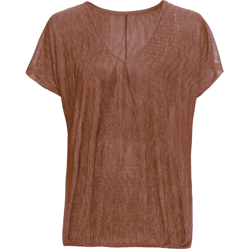 BODYFLIRT Bonprix - T-shirt froissé or manches courtes pour femme
