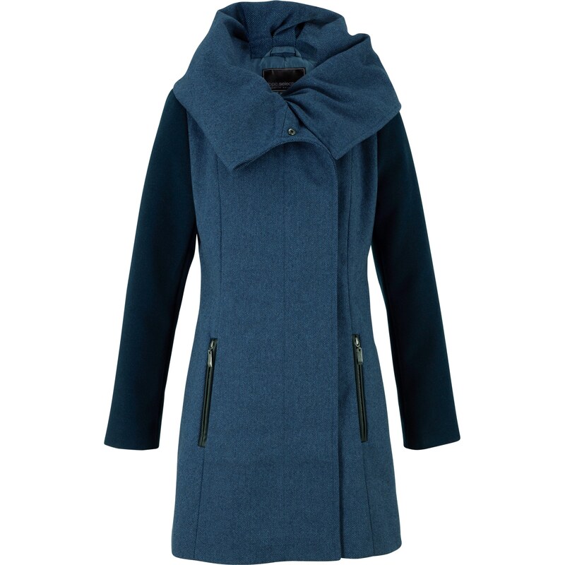 bpc bonprix collection Bonprix - Manteau long à grand col bleu manches longues pour femme