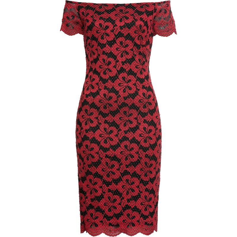 BODYFLIRT boutique Bonprix - robe d'été Robe Carmen à dentelle rouge manches courtes pour femme