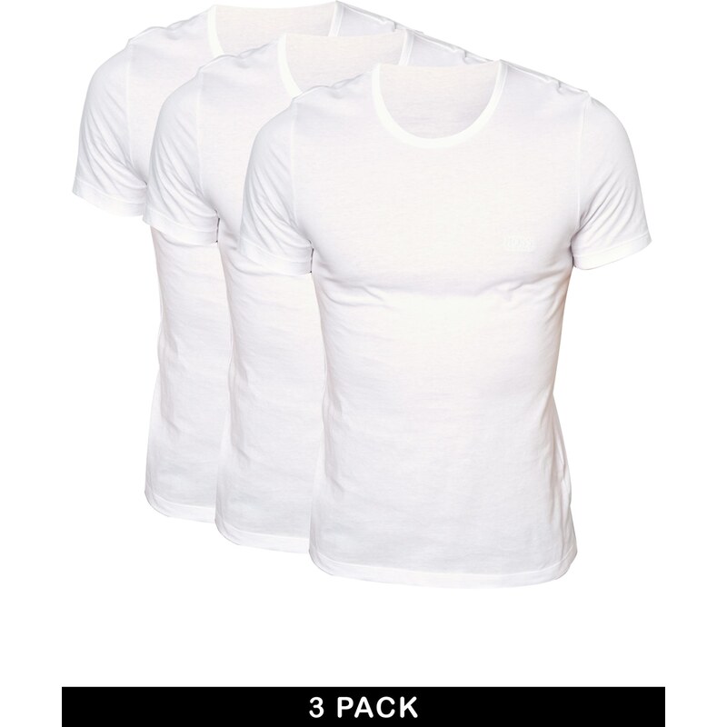 BOSS By Hugo Boss - Lot de 3 t-shirts classiques à col ras du cou - Blanc - Blanc