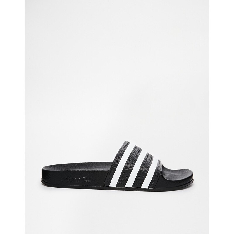 Adidas Originals - Adilette - Mules rayées - Noir et blanc - Noir