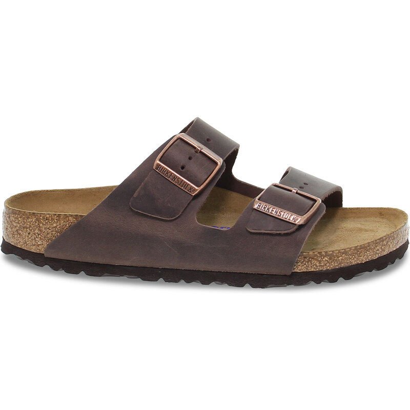 Sandales plates Birkenstock ARIZONA SOFT FOOTBED en cuir havane