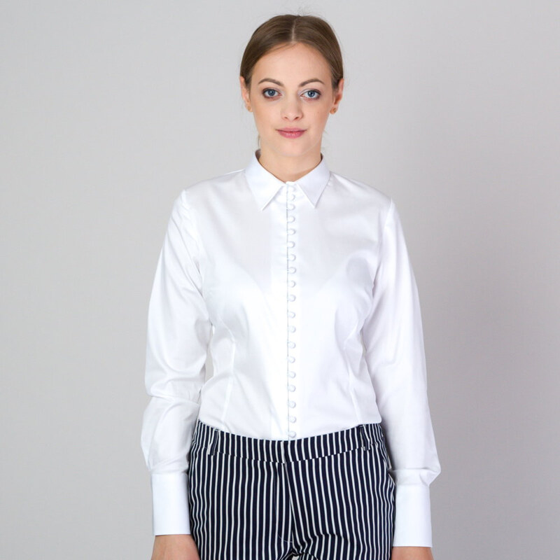 Willsoor Chemise blanche pour femme avec élégants boutons 11700