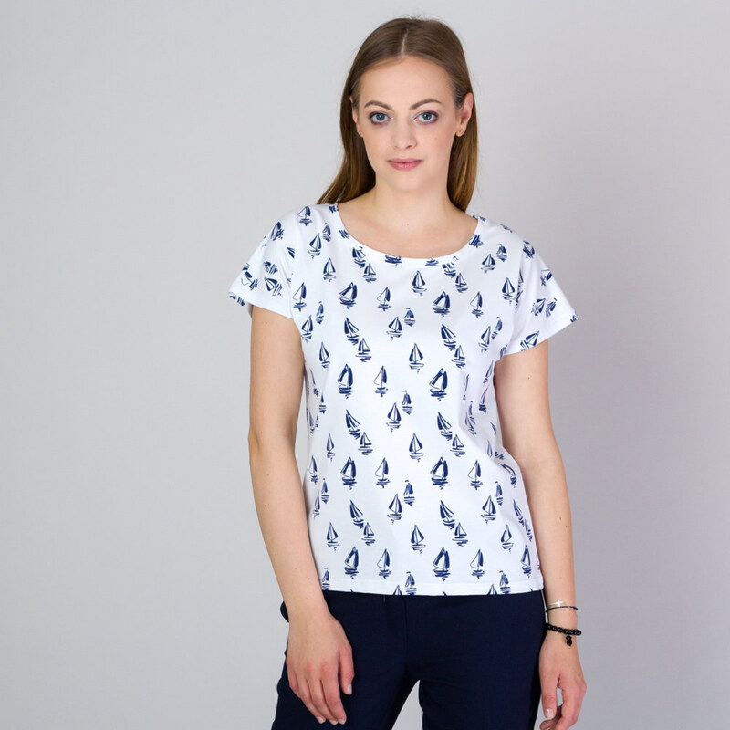 Willsoor T-shirt pour femme avec impression de voiliers 11789
