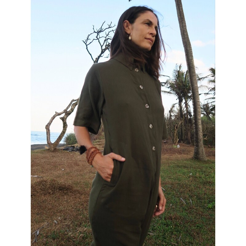 Luciee Amazonia Jumpsuit Long In Olive