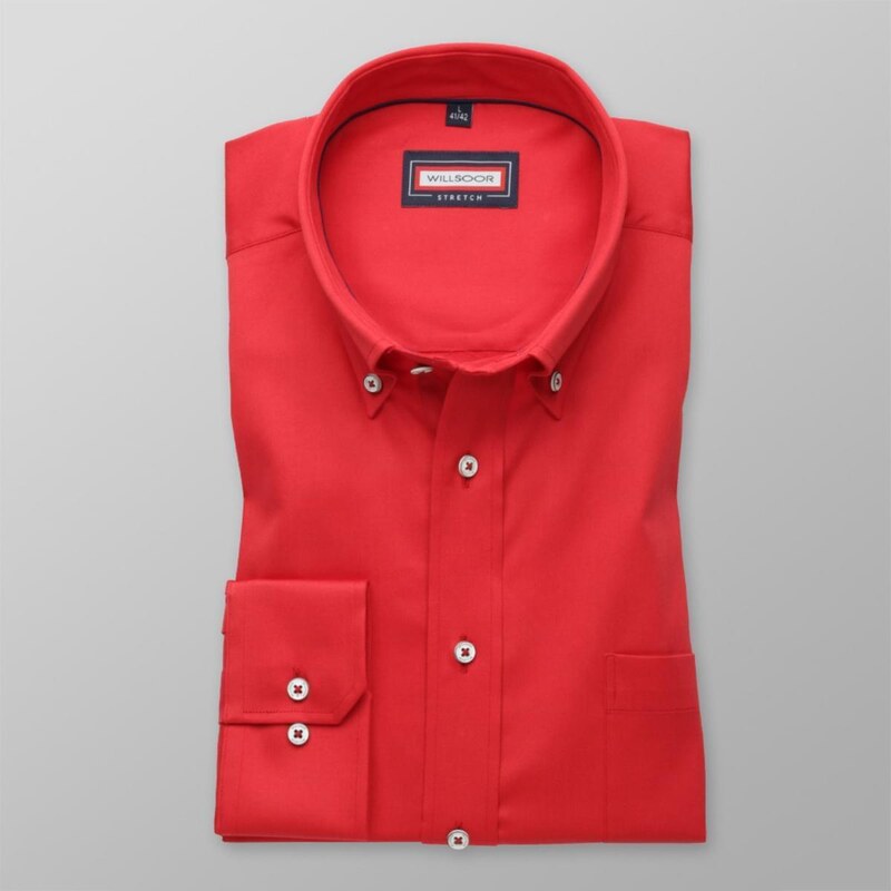 Willsoor Hommes classiques chemise (tous la taille) 7801 dans couleur rouge avec réglage facile se soucier