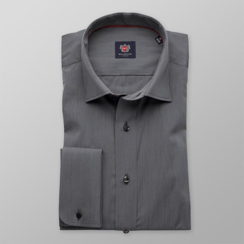 Willsoor Hommes coupe slim chemise Londres (la taille 176-182) 7914 en graphite couleur avec réglage entretien facile