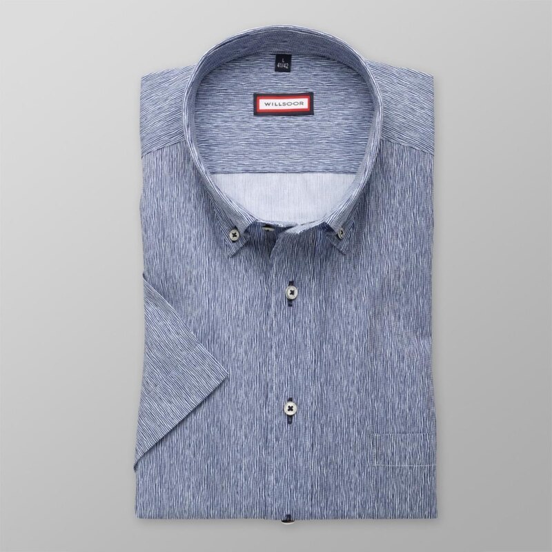 Willsoor Hommes coupe slim chemise (hauteur 176-182) 8061 en bleu couleur avec réglage facile se soucier