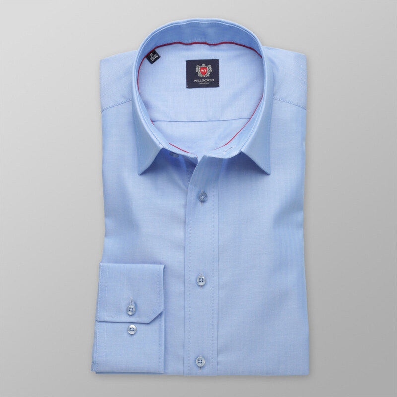 Willsoor Hommes coupe slim chemise Londres (tous la taille) 8256 en bleu couleur avec réglage 2ply 2-ply