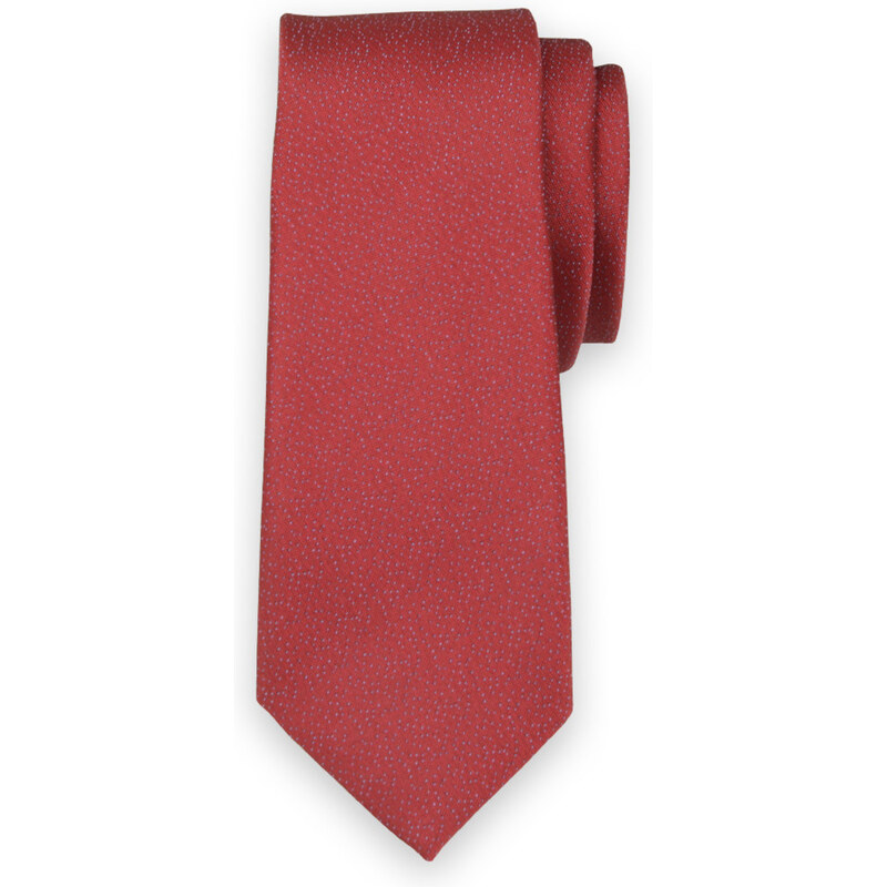 Willsoor Cravate étroite de couleur rouge avec motif à pois bleus 11136